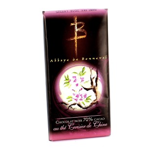 Tablette de chocolat noir au thé cerisier de Chine - 100 g | BONNEVAL (Abbaye Notre-Dame de)