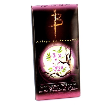Tablette de chocolat noir au thé cerisier de Chine - 100 g | BONNEVAL (Abbaye Notre-Dame de)