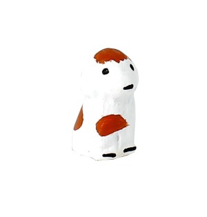 CRECHE B2 N°28 - Le chien blanc - Santons en terre cuite (3,5cm) | JOUARRE (Abbaye Notre-Dame de)