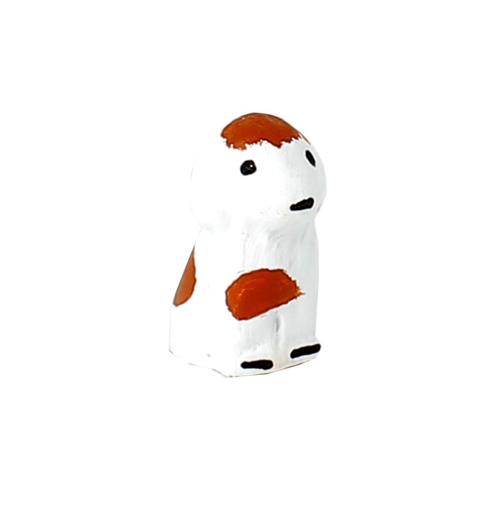 CRECHE B2 N°28 - Le chien blanc - Santons en terre cuite (3,5cm) | JOUARRE (Abbaye Notre-Dame de)