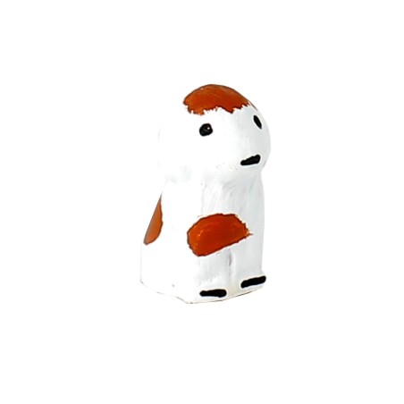 CRECHE B2 N°28 - Le chien blanc - Santons en terre cuite (3,5cm) | JOUARRE (Abbaye Notre-Dame de)