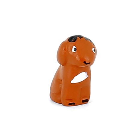 CRECHE B2 N°01 - Le chien marron - Santons en terre cuite (3,5cm) | JOUARRE (Abbaye Notre-Dame de)