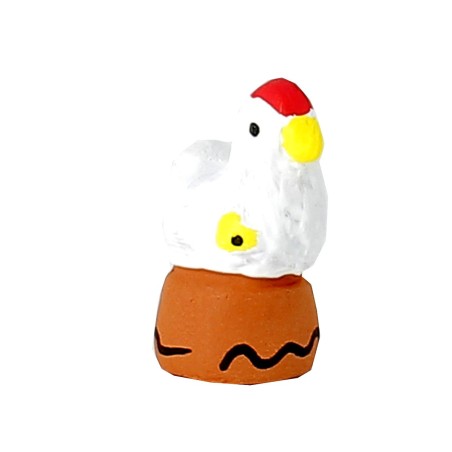 CRECHE B2 N°25 - La poule - Santons en terre cuite (3,5cm) | JOUARRE (Abbaye Notre-Dame de)