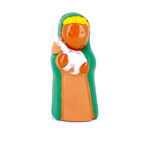 CRECHE B2 N°13 - Le berger au mouton - Santons en terre cuite (6cm) | JOUARRE (Abbaye Notre-Dame de)