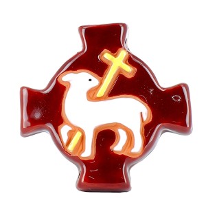 Croix Murale - Agneau Marron (10x10 cm) | JOUARRE (Abbaye Notre-Dame de)