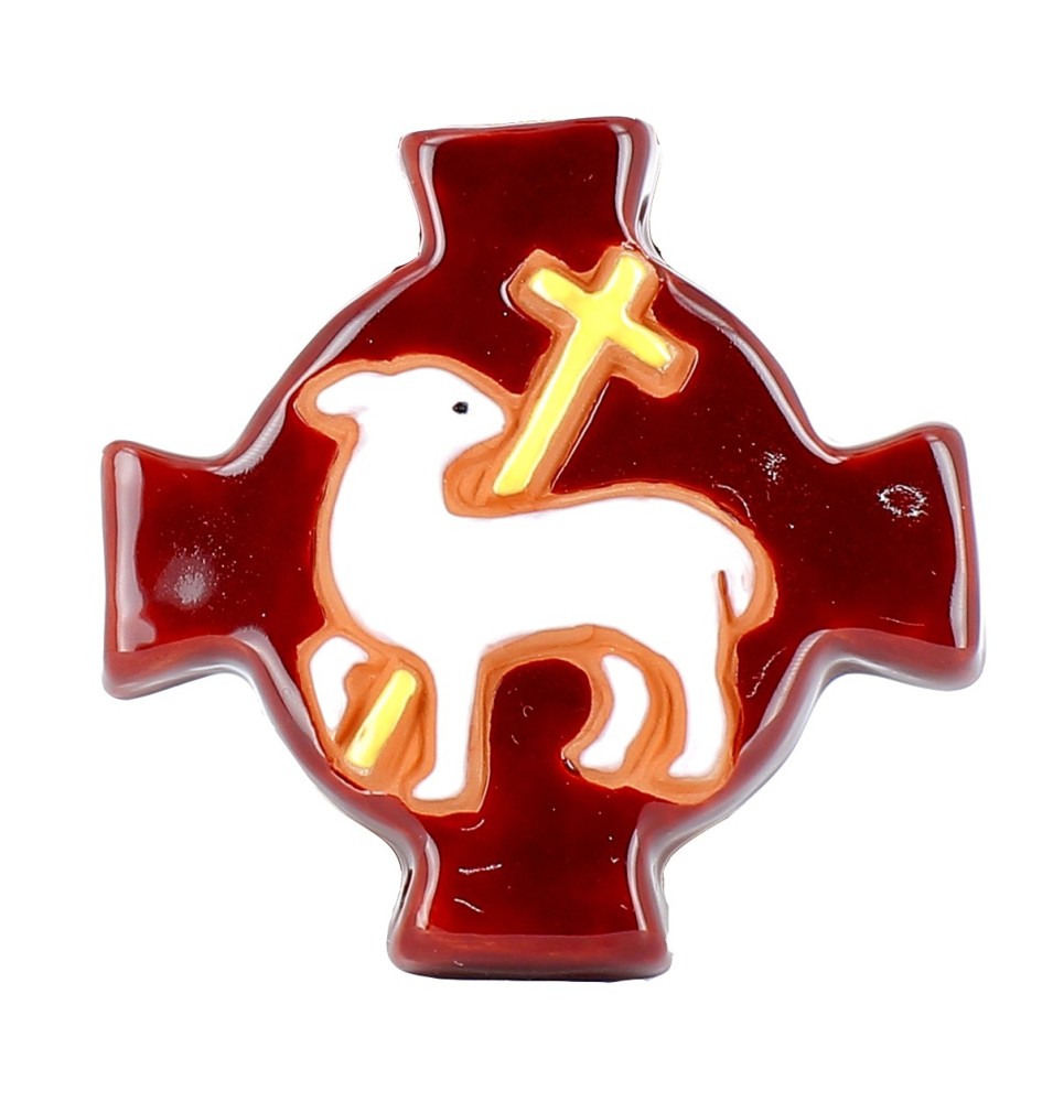 Croix Murale - Agneau Marron (10x10 cm) | JOUARRE (Abbaye Notre-Dame de)