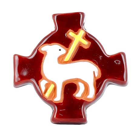 Croix Murale - Agneau Marron (10x10 cm) | JOUARRE (Abbaye Notre-Dame de)