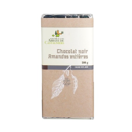 ABBAYE DE CASTAGNIERS - Tablette de chocolat noir aux amandes entières