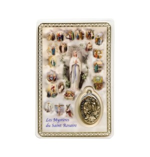 CARTE - CARTE avec prière et médaille plastifiée de Notre Dame de Lourdes