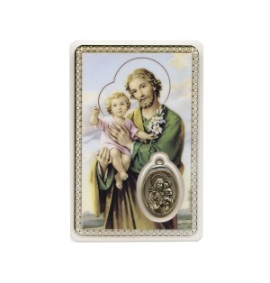 CARTE - CARTE avec prière et médaille plastifiée de Saint Joseph