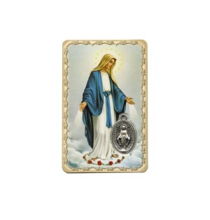 CARTE - CARTE avec prière et médaille plastifiée Notre Dame de la Médaille Miraculeuse