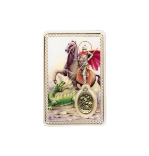 Carte plastifiée avec prière et médaille Saint Expédit