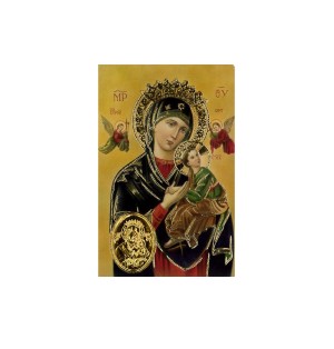 Carte plastifiée avec prière et poinçon Notre-Dame du Perpétuel Secours