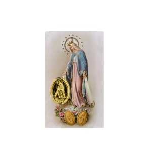 Carte plastifiée avec prière et poinçon Notre-Dame de la Médaille miraculeuse