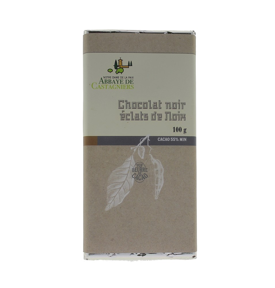 Tablette de chocolat noir aux éclats de noix