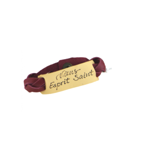 Bracelet cuir - Viens Esprit Saint - Bordeaux