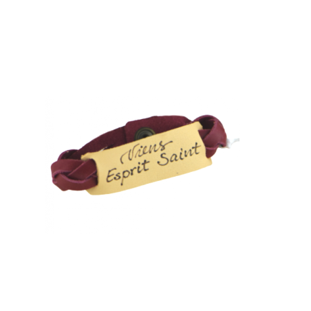 Bracelet cuir - Viens Esprit Saint - Bordeaux