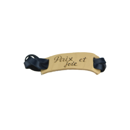Bracelet cuir - Paix et Joie  - Bleu Marine