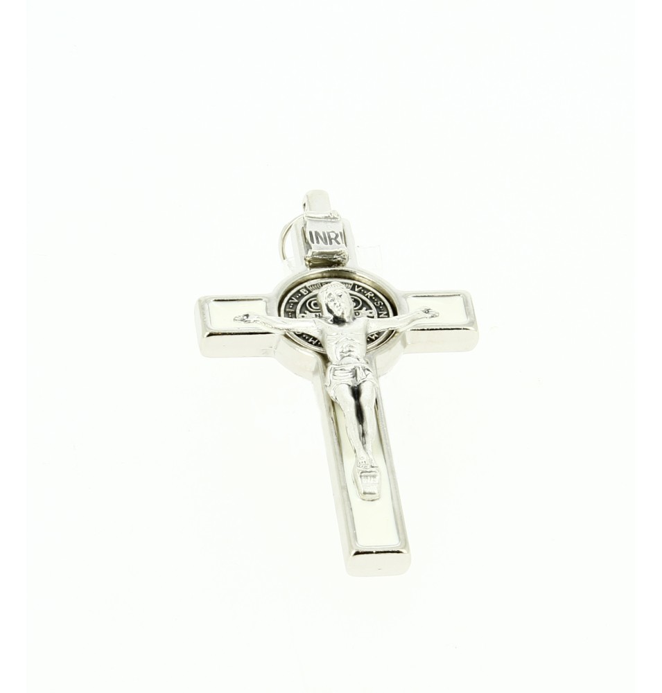 Crucifix sur Croix - Blanc et Métal