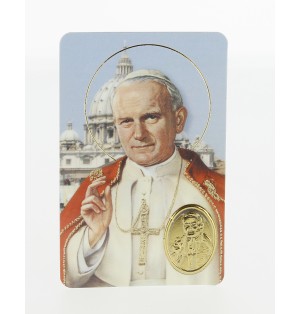 Carte plastifiée avec prière et poinçon-  Jean-Paul II