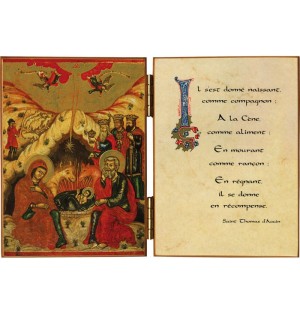Diptyque religieux de La Nativité avec citation de st Thomas d'Aquin - (FL-D2C)