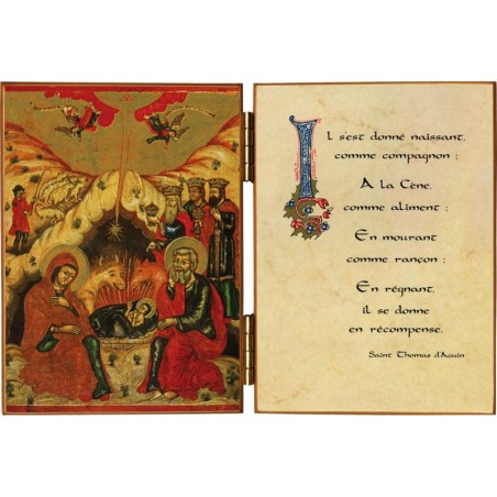 Diptyque religieux de La Nativité avec citation de st Thomas d'Aquin - (FL-D2C)