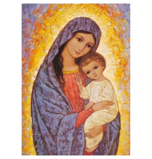 Icône religieuse de la Vierge de lumière avec l'Enfant - (FL-G5014)