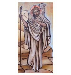 Icône religieuse du Bon Pasteur : la brebis retrouvée - (FL-G9128)