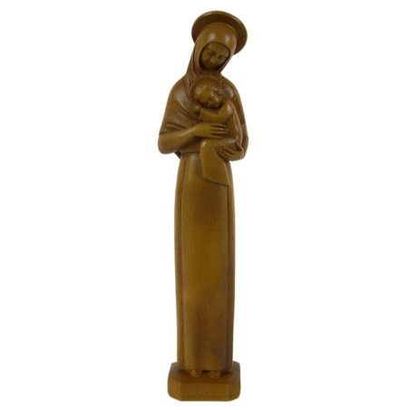 Statue religieuse de la Vierge Mère auréolée ton bois - (FL-vma20bc)