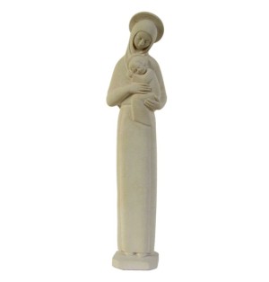 Statue religieuse de la Vierge Mère auréolée ton pierre - (FL-vma20tp)