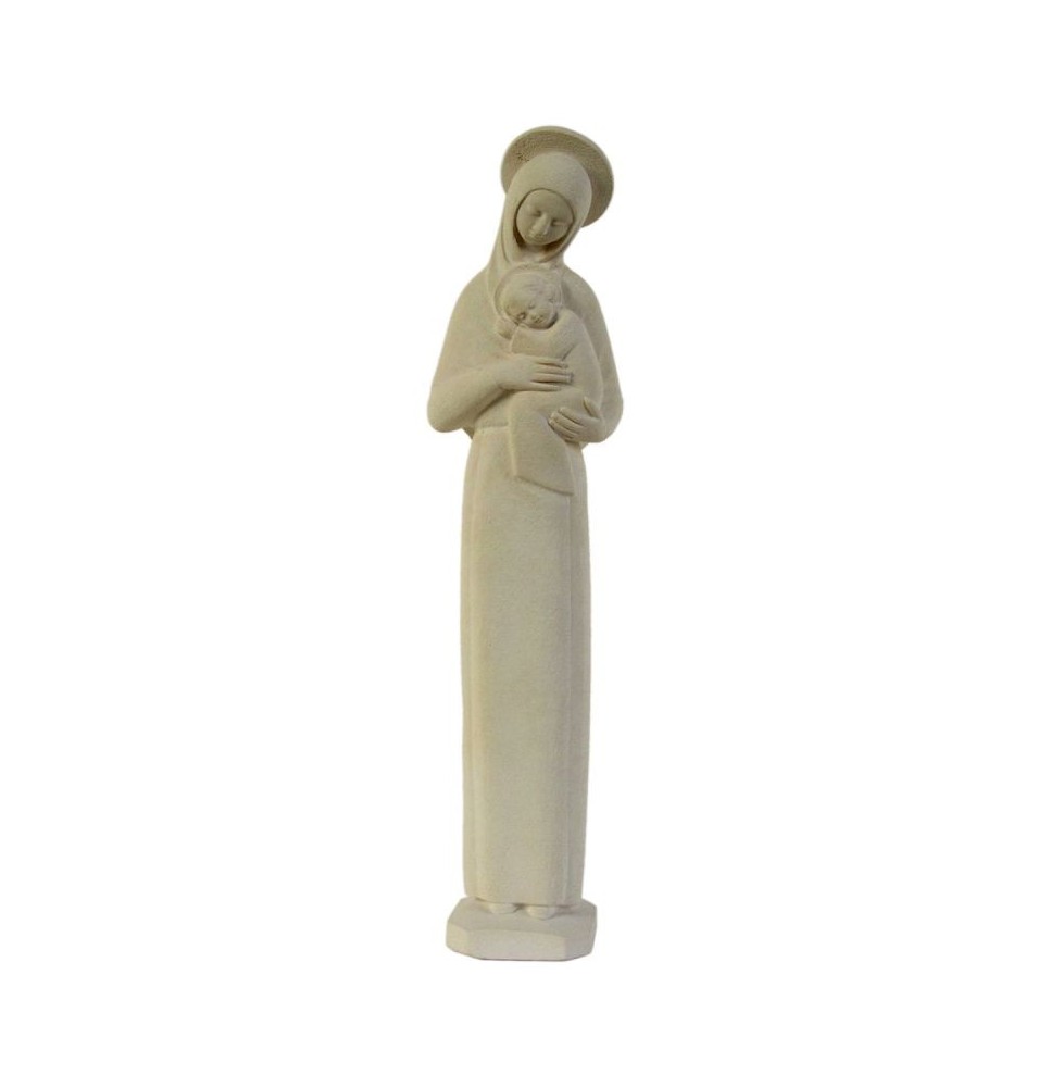 Statue religieuse de la Vierge Mère auréolée ton pierre - (FL-vma20tp)
