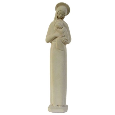 Statue religieuse de la Vierge Mère auréolée ton pierre - (FL-vma20tp)