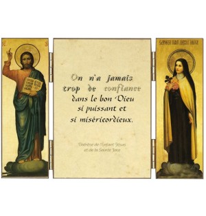 Triptyque religieux de sainte Thérèse de l'Enfant-Jésus sur la confiance - (FL-TRT37A)