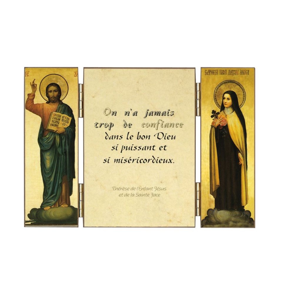 Triptyque religieux de sainte Thérèse de l'Enfant-Jésus sur la confiance - (FL-TRT37A)