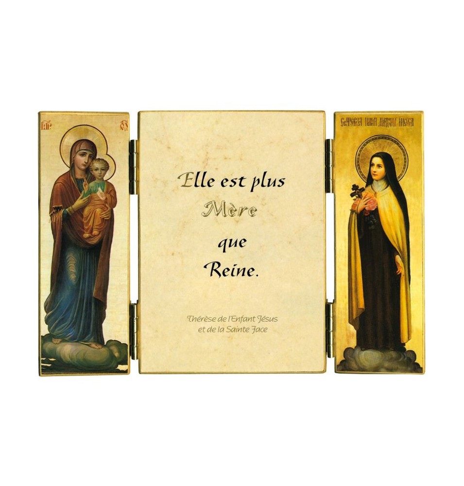 Triptyque religieux de sainte Thérèse de l'Enfant-Jésus sur Marie - (FL-TRT38B)