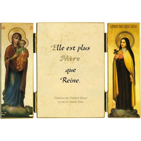Triptyque religieux de sainte Thérèse de l'Enfant-Jésus sur Marie - (FL-TRT38B)