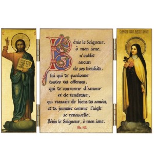 Triptyque religieux de ste Thérèse de l'Enfant-Jésus sur l'action de grâce - (FL-TRT39)