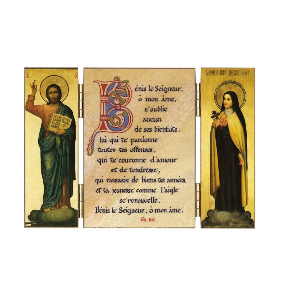 Triptyque religieux de ste Thérèse de l'Enfant-Jésus sur l'action de grâce - (FL-TRT39)