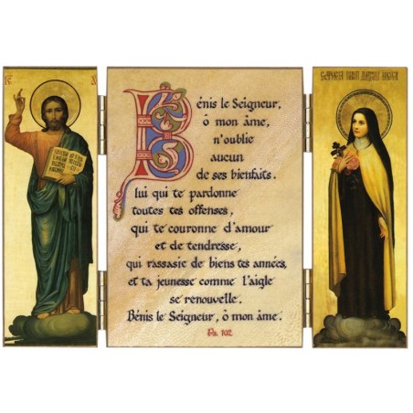 Triptyque religieux de ste Thérèse de l'Enfant-Jésus sur l'action de grâce - (FL-TRT39)
