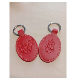 Porte-clés en cuir avec motif poisson et Sacré coeur - (JE-PC10)