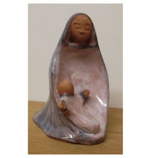 Vierge à l'Enfant, en terre cuite émaillée - (SC-VEém)