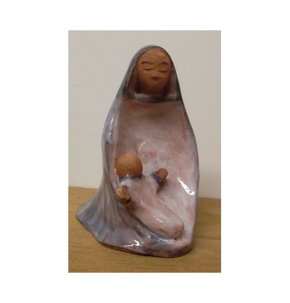 Vierge à l'Enfant, en terre cuite émaillée - (SC-VEém)