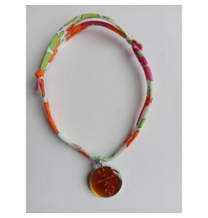 Bracelet liberty orange avec médaille ND de Pellevoisin - (JE-BRL01)