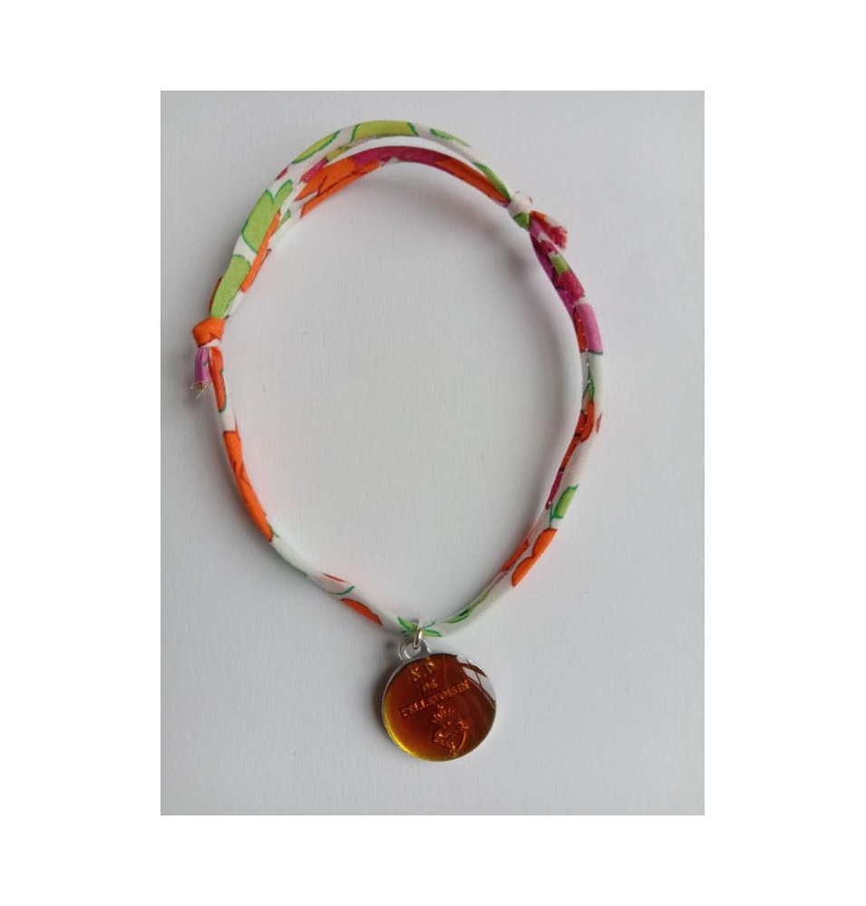 Bracelet liberty orange avec médaille ND de Pellevoisin - (JE-BRL01)