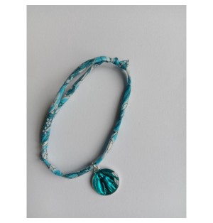 Bracelet liberty bleu avec médaille ND de Pellevoisin - (JE-BRL06)