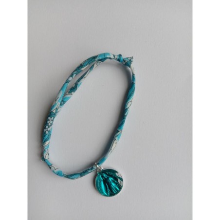Bracelet liberty bleu avec médaille ND de Pellevoisin - (JE-BRL06)