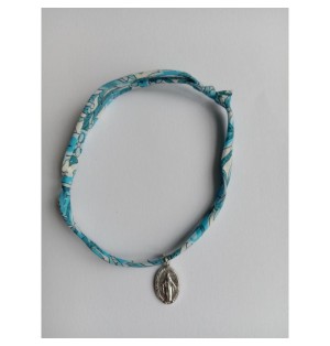 Bracelet liberty bleu avec médaille miraculeuse - (JE-BRL07)