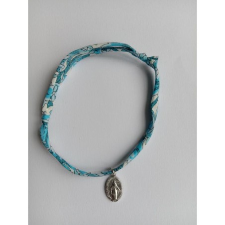 Bracelet liberty bleu avec médaille miraculeuse - (JE-BRL07)