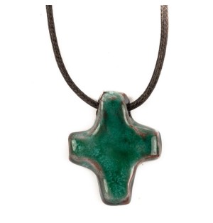 Croix Pendentif en Terre Cuite Émaillée (vendue à l'unité) - (SC-CP1)