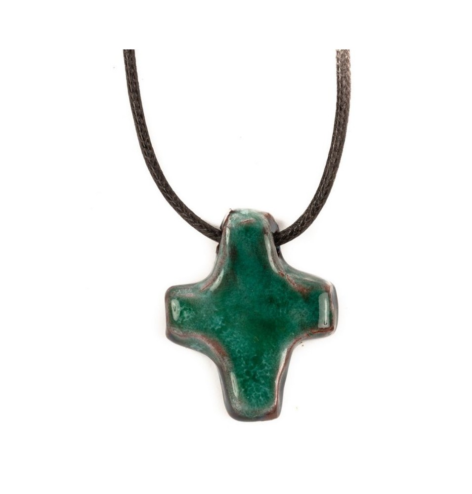 Croix Pendentif en Terre Cuite Émaillée (vendue à l'unité) - (SC-CP1)
